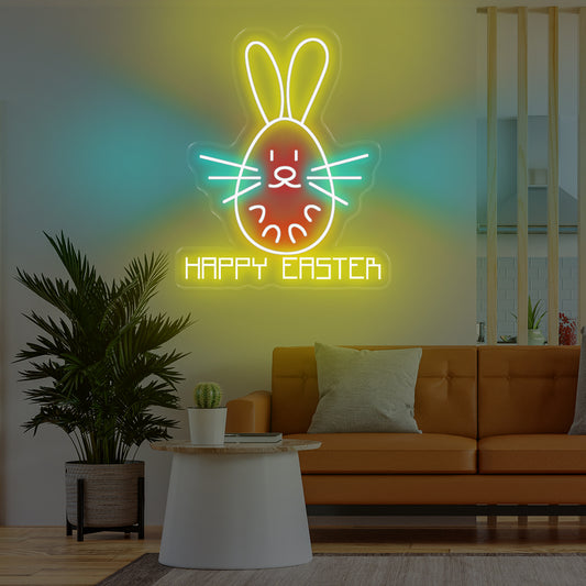 Happy Easter Egg Shaped Bunny - Oasis Neon Signs