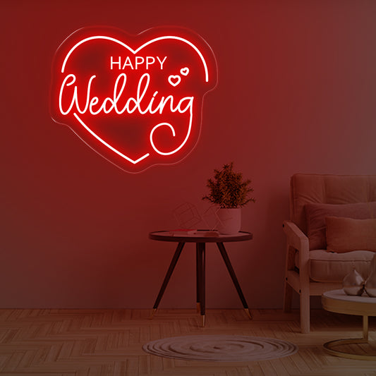 Happy Wedding - Neon Lights- One Neon Signs