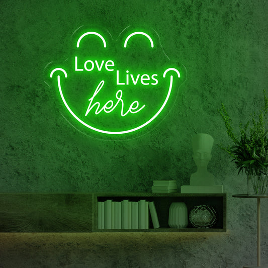 Love Lives Here -  Green Neon Lights - One Neon Signs