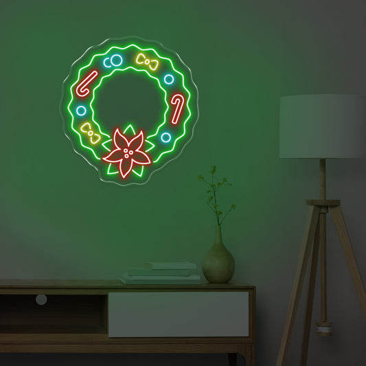 Christmas Candy Wreath - LED NEON SIGN - Oasis Neon Signs