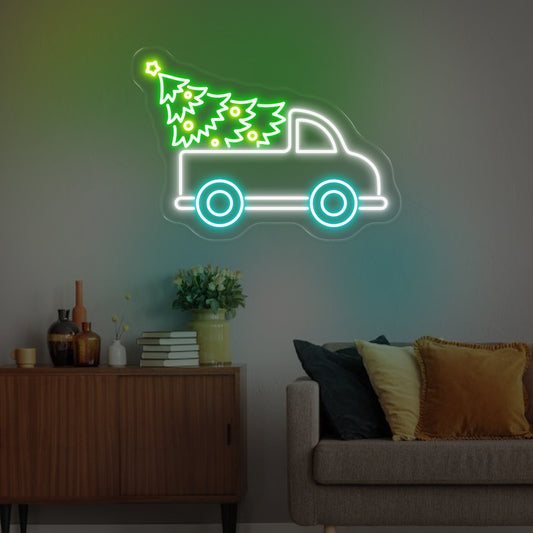 Truck with Christmas Tree Neons - Oasis Neon Signs