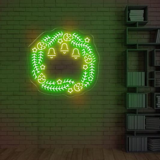 Christmas Wreath with bells - LED NEON SIGN - Oasis Neon Signs