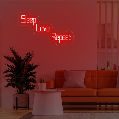 Sleep Love Repeat Neon Signs Red - Oasis Neon Signs