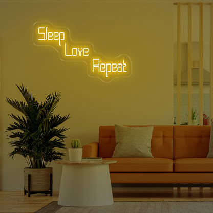 Sleep Love Repeat Neon Signs Gold - Oasis Neon Signs