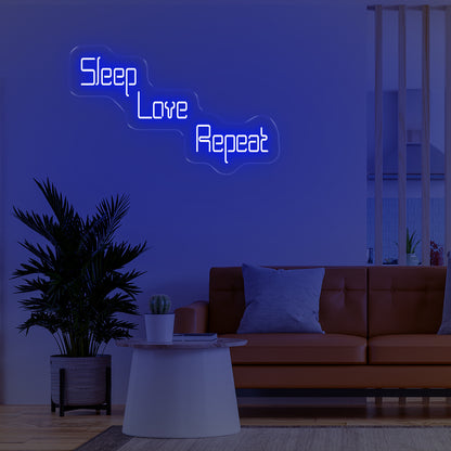 Sleep Love Repeat Neon Signs Blue - Oasis Neon Signs