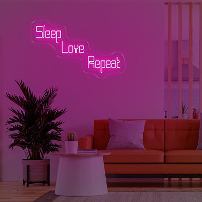 Sleep Love Repeat Neon Signs Pink - Oasis Neon Signs
