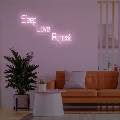 Sleep Love Repeat Neon Signs Light Pink - Oasis Neon Signs