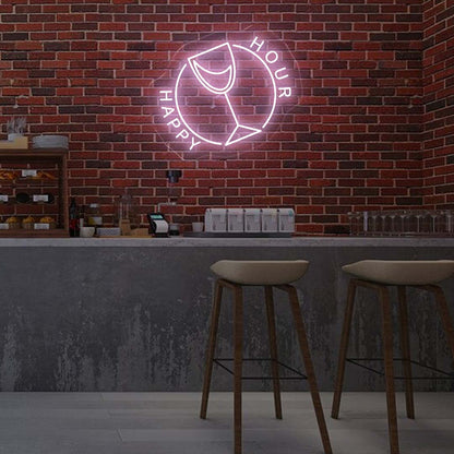 Happy Hour Purple Neon Lights - Oasis Neon Lights