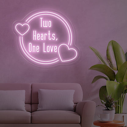 Two Hearts, One Love Purple Neon Lights - Oasis Neon Lights