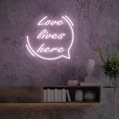 Love Lives Here Purple Neon Lights - Oasis Neon Lights