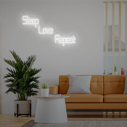 Sleep Love Repeat Neon Signs White - Oasis Neon Signs