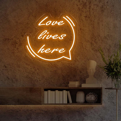 Love Lives Here -  Orange Neon Lights - One Neon Signs 