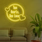 Two Hearts, One Love - Yellow Neon Sign