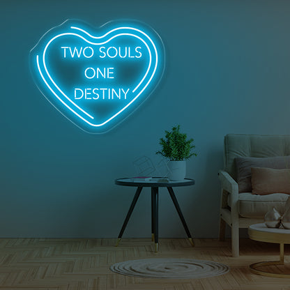 Two Souls, One Destiny Blue LED neon sign