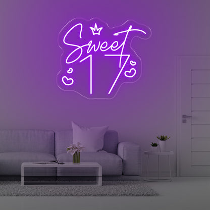 Sweet 17 celebration LED neon sign