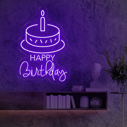 Happy Birthday Cake Purple - Oasis Neon Signs