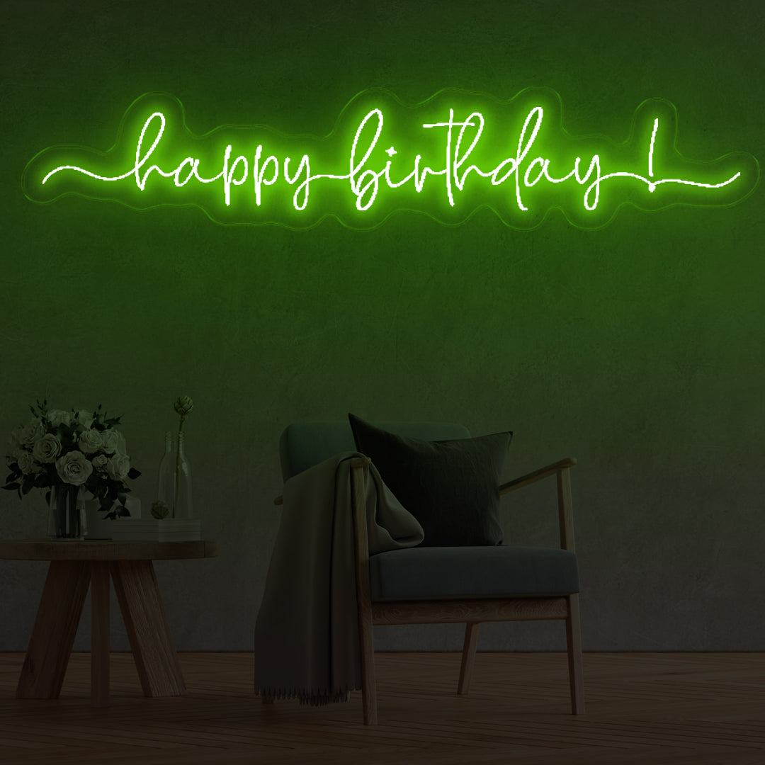 Happy Birthday - Green Neon Lights - One Neon Signs 