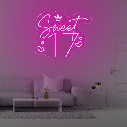 Sweet 17 celebration Pink LED neon sign