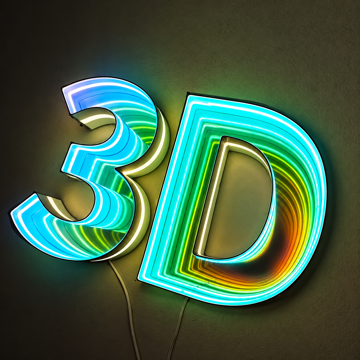 Custom infinity mirror business logo with a deep repeating LED light effect