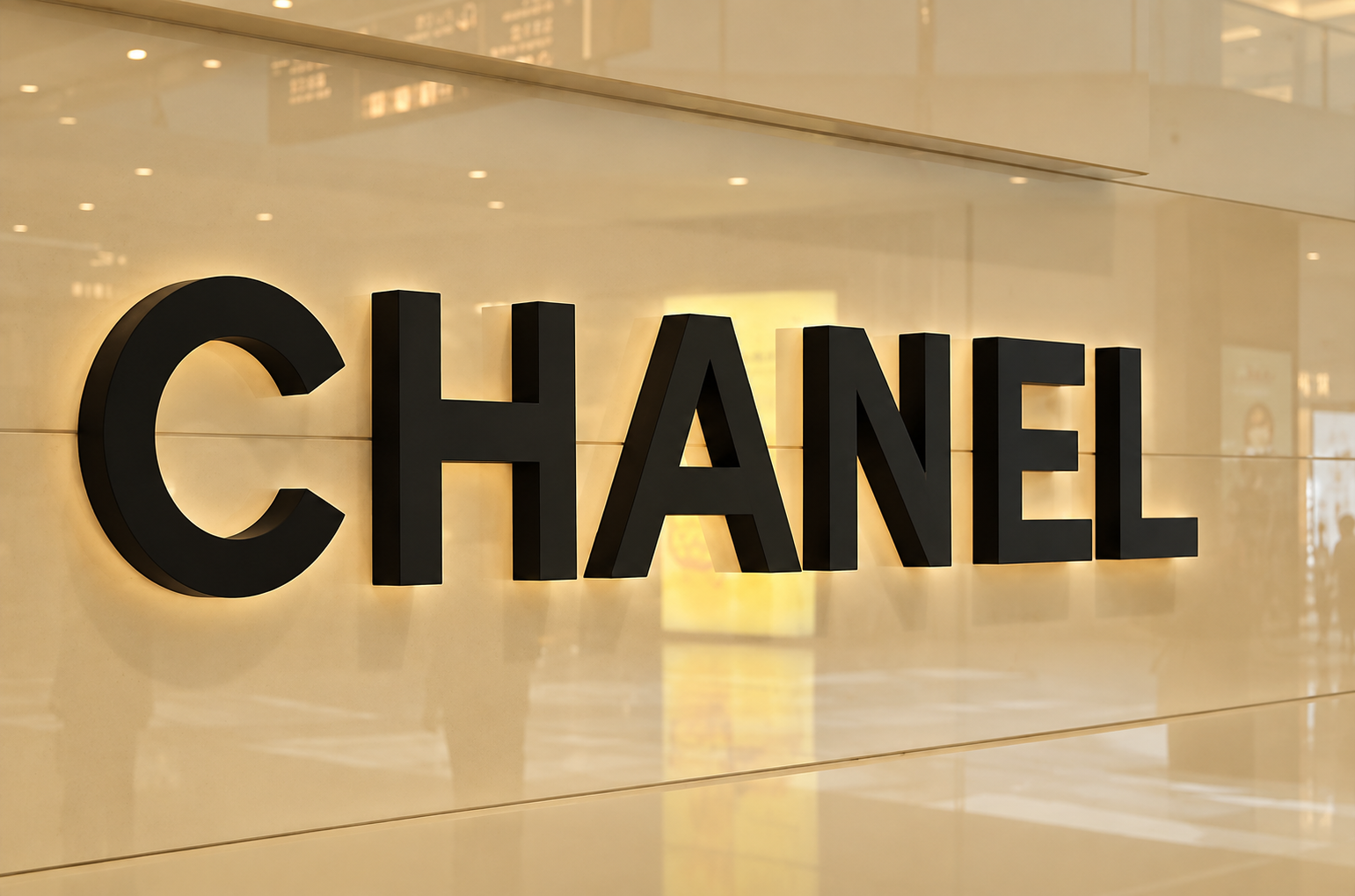 Non-illuminated dimensional business letters inside a premium retail space