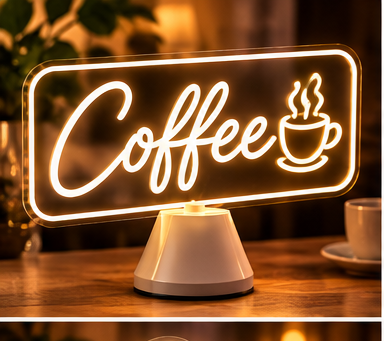 Portable coffee LED neon sign for a cafe or counter