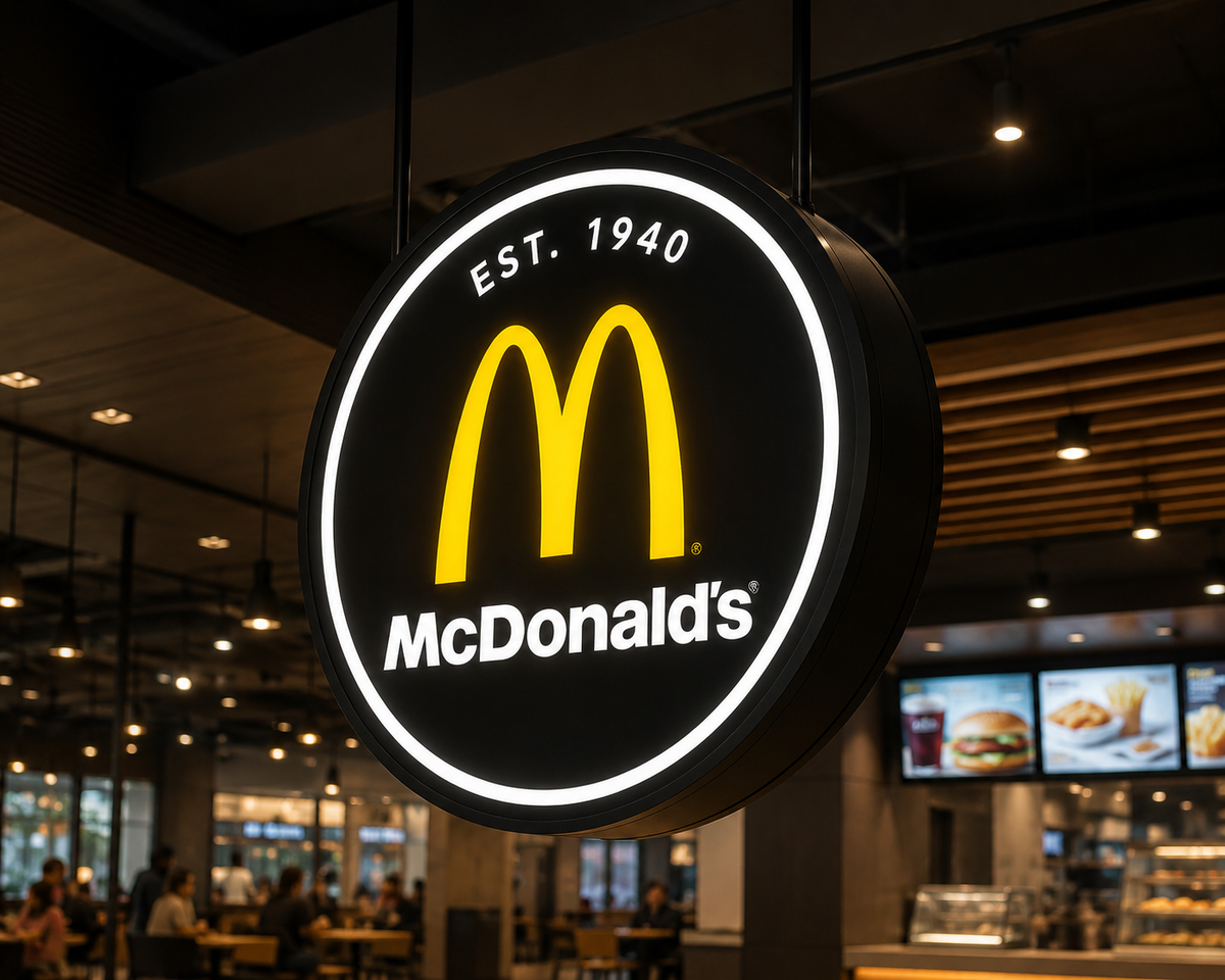 Round double-sided illuminated restaurant lightbox sign