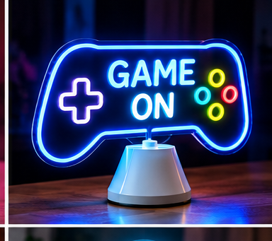 Game On portable LED neon sign for gaming content